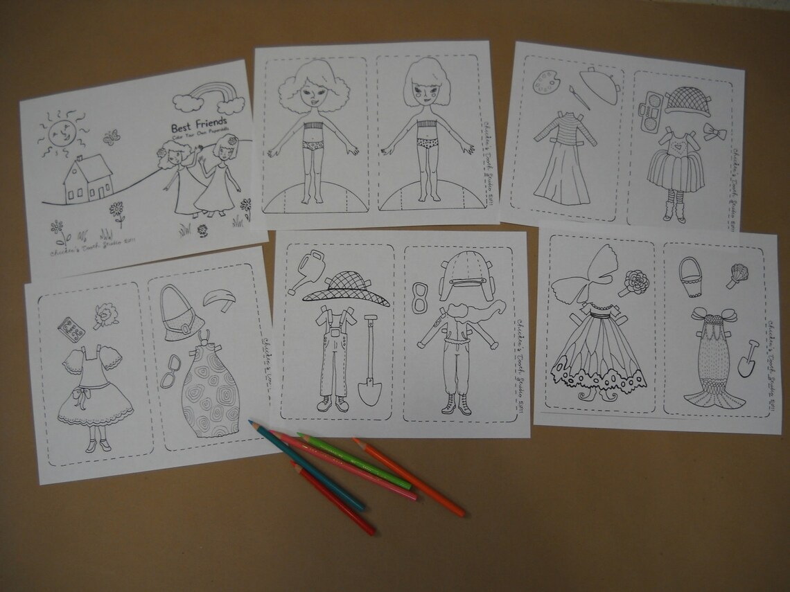 Printable Paper Dolls, Color Your Own (best Friends) - Etsy