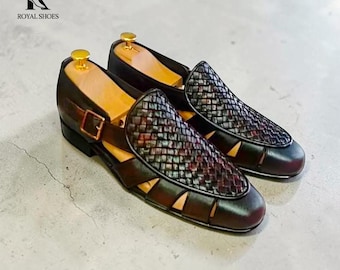 Handmade Woven Leather Sandals: Bespoke Men's Footwear
