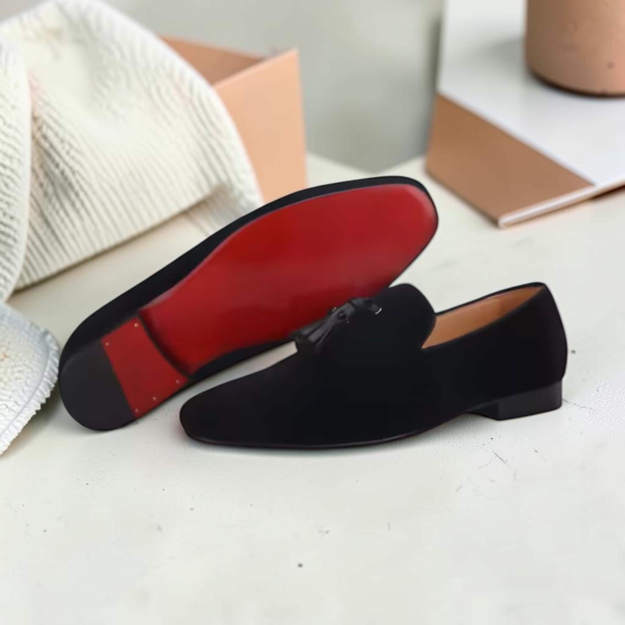 Christian louboutin mens shoes black spikes - Etsy 日本