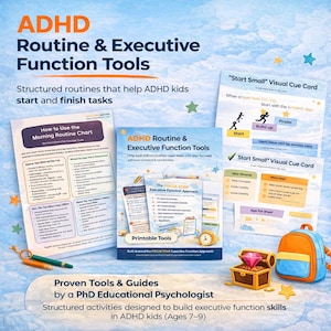 ADHD Routine Chart for Kids Printable | Visual Schedule and Executive Function Tools | Task Initiation and Focus Help Ages 7–9