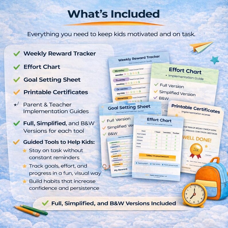 ADHD Behavior Chart for Kids | Reward System Printable, Routine ...