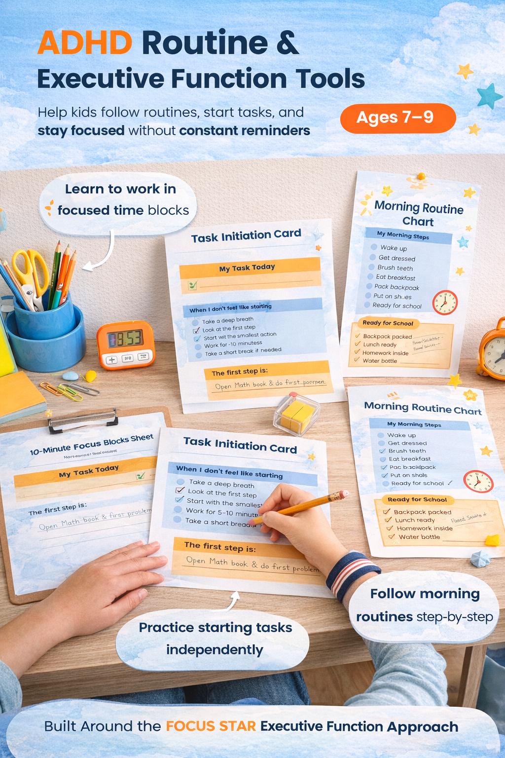 ADHD Routine Chart for Kids | Visual Schedule Printable, Task ...