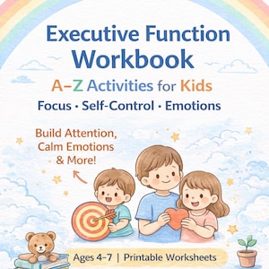 Executive Function Workbook for Kids | A-Z Activities, Focus, Emotions (Printable Worksheets)