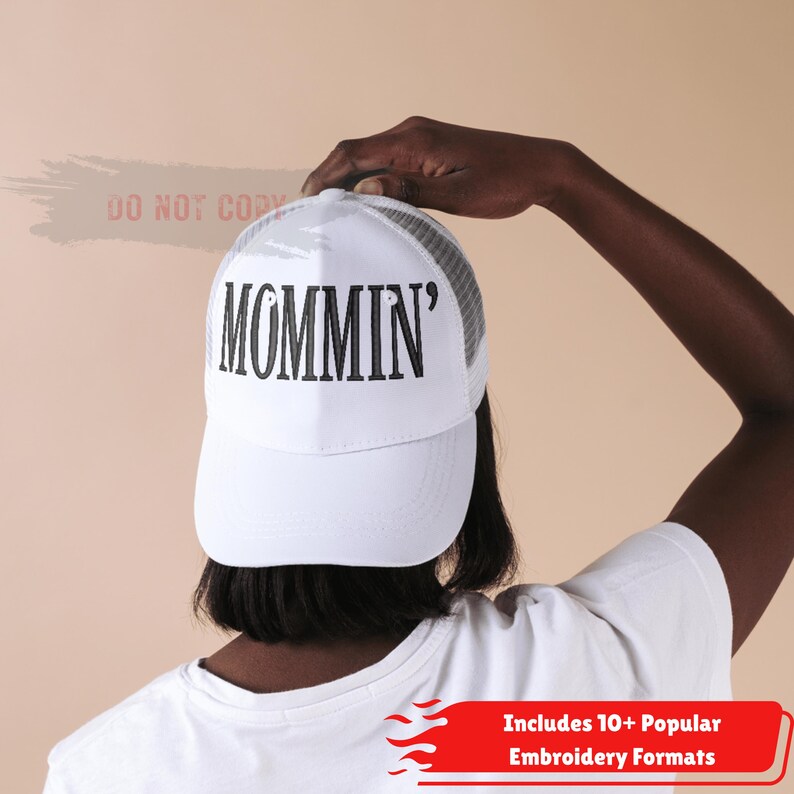 Mommin Hat Embroidery Design | Trendy Mom Script for Caps | Minimal ...