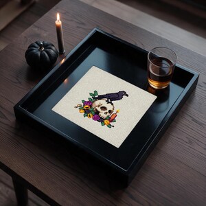 Raven on Skull Needlepoint Chart PDF, 13 14 18 Mesh Pattern, Digital Download