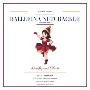 Ballerina Nutcracker Needlepoint Chart PDF, 13 14 18 Mesh Pattern, Digital Download