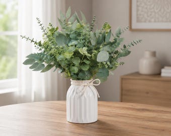 Kunstmatige eucalyptusstelen | Gemengd kunstmatig eucalyptusboeket | Groen voor bruiloftsdecoratie | Vaasvulling | Decoratie voor thuis