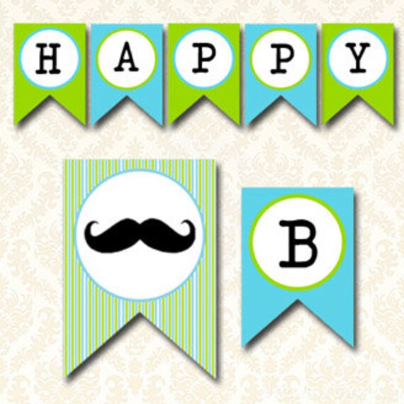 Hombre De Poco Bigote Cumpleanos Banner Banner Fiesta De Etsy