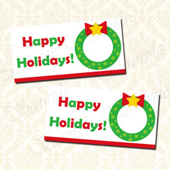 Items similar to Printable Holiday Treat Bag Toppers, Happy Holidays ...