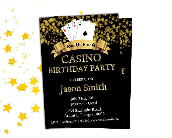 Casino Night Birthday Party Invitation Printable Poker ... Casino Night Birthday Party Invitation Printable Poker ...