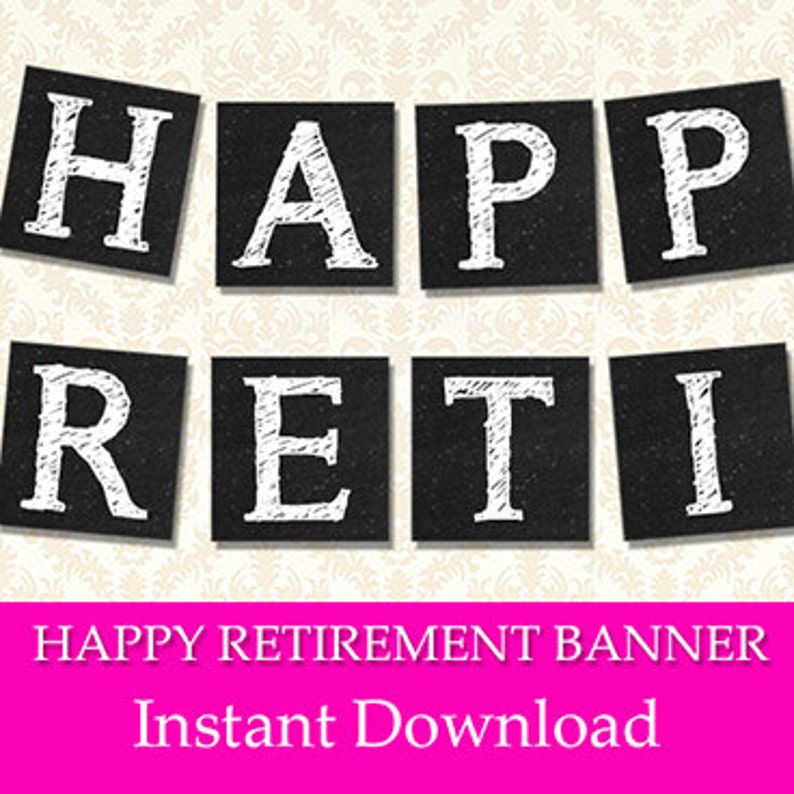 retirement banner printable chalkboard happy etsy