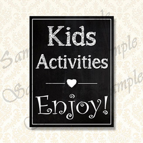 Kids Activities Sign Chalkboard Wedding Kids Table Sign Etsy