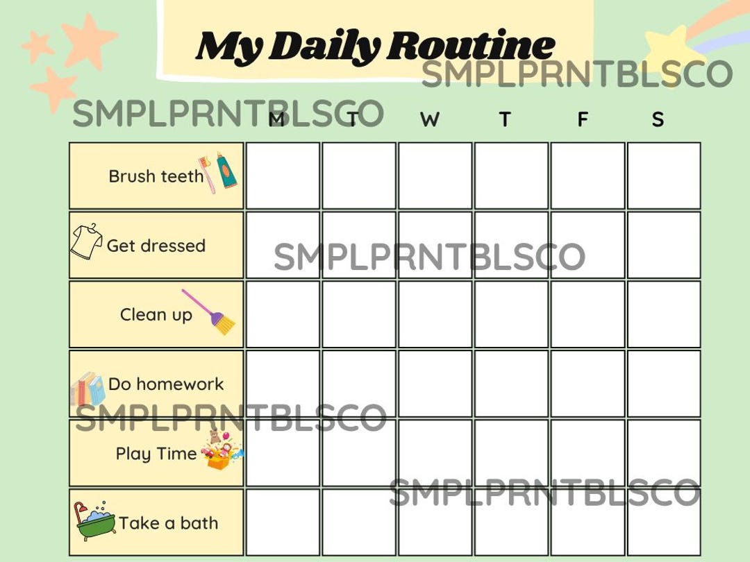 Kids Routine Chart Printable - Etsy