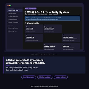 Plantilla de sistema diario para TDAH / Planificador de rutinas, lluvia de ideas, tareas (descarga digital)