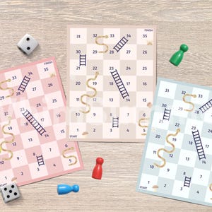 Snakes & Ladders Printable Kleinkinder 1. Brettspiel Tischset | Minimalistisches, einfaches, lustiges Lernen, digitaler Download | Bonus B + W Druck