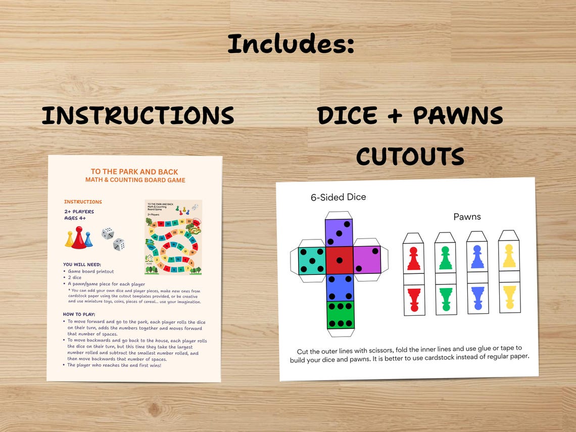 Printable Math + Counting Board Game Placemat, to the Park and Back ...