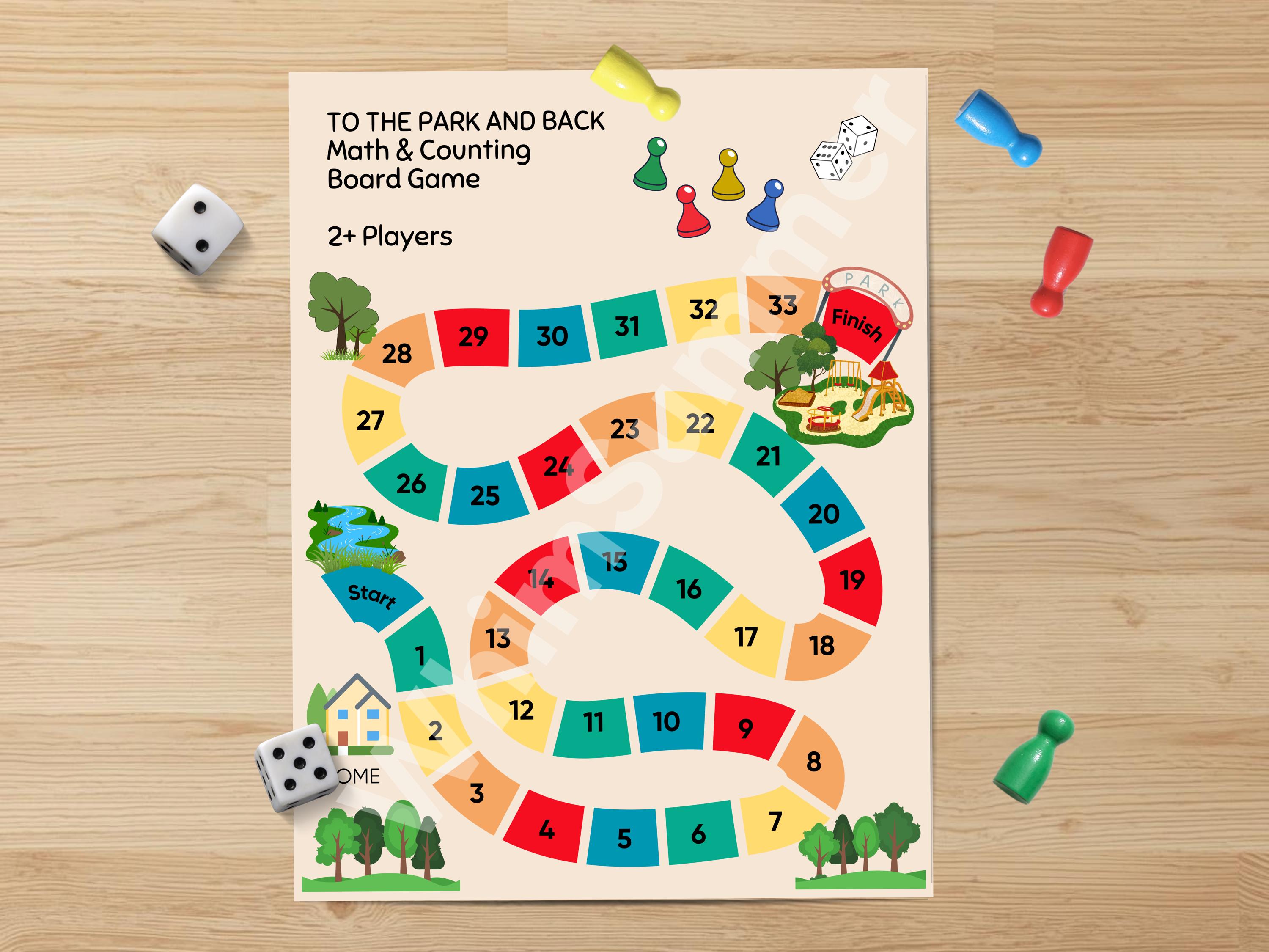 Printable Math + Counting Board Game Placemat, to the Park and Back ...