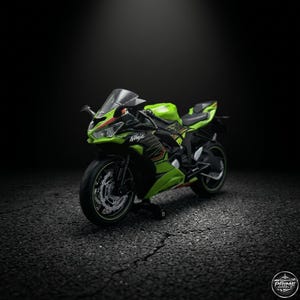 1:12 Kawasaki Ninja ZX-6R Diecast Motorcycle Model – Pull Back Super Sport Bike Toy, Display & Collector Gift