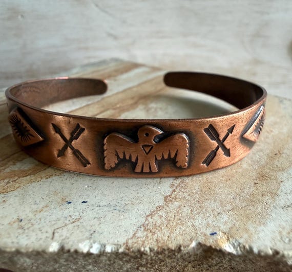 Vintage Collectible Copper Thunderbird Cuff Size 5.25… - Gem