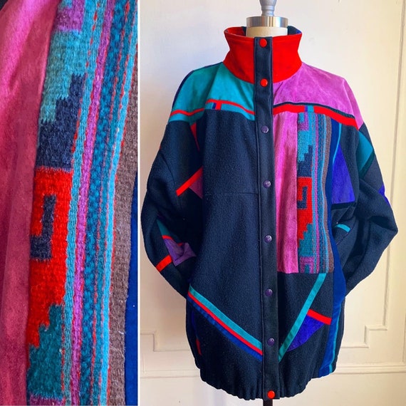 Vintage Multi Color Wool Suede and Velvet Patchwor
