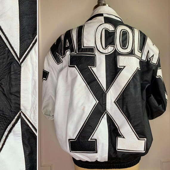 Vintage 90s Malcolm X Leather Bomber Jacket