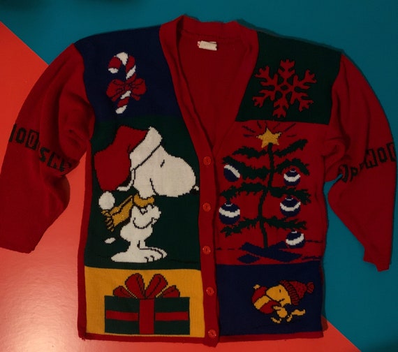 Vintage Snoopy Holiday Cardigan Sweater