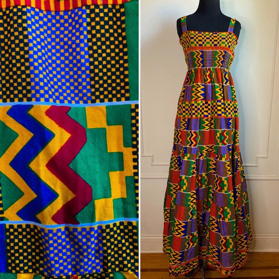 Vintage Handmade Ankara Tiered Maxi Dress