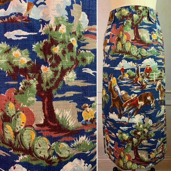 Vintage Western Landscape Wrap Maxi Skirt