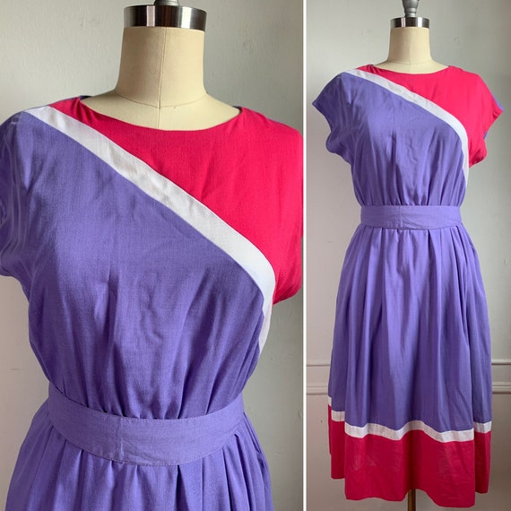 Vintage 80s Striped Summer Sun Dress