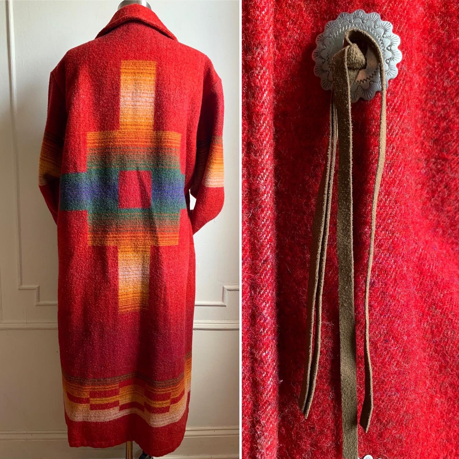 Vintage 80s Red Woolrich Blanket Coat Etsy