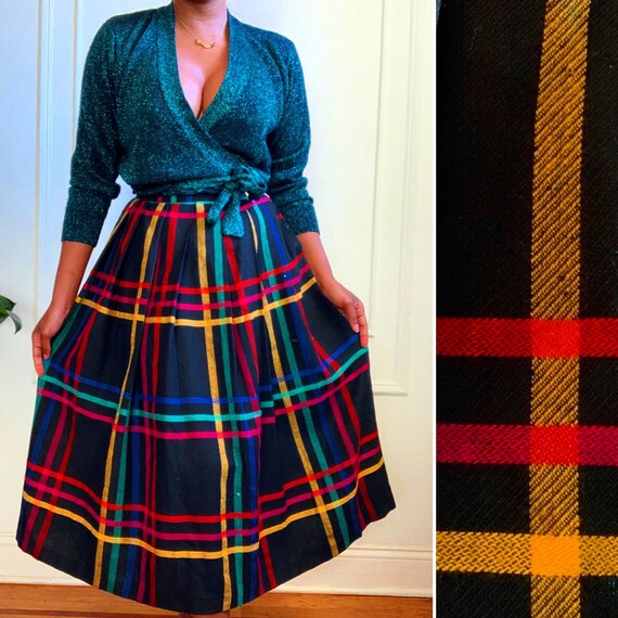 Vintage Multicolor Stripe Midi Skirt