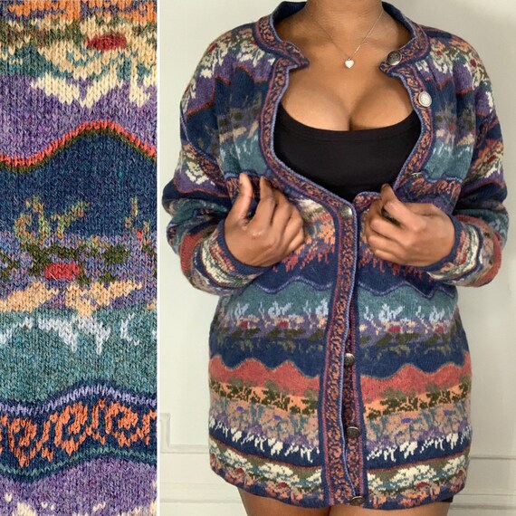 Vintage Wool Knit Cardigan Sweater