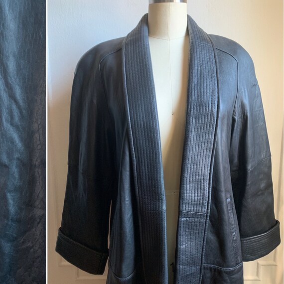 Vintage 80’s Black Leather Swing Coat
