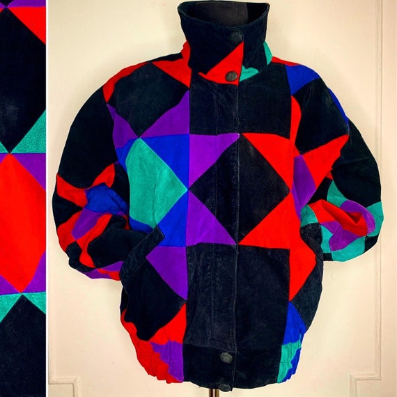 Vintage Patchwork Suede Multicolor Jacket