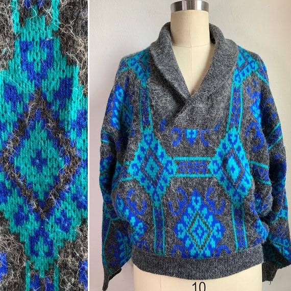Vintage 80s Shawl Collar Sweater