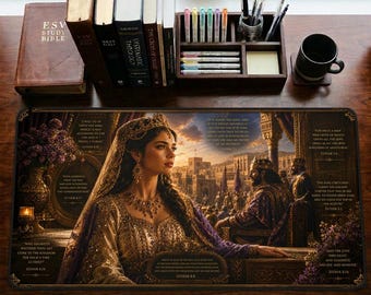 Tappetino da scrivania per lo studio biblico della Regina Esther / Strumento di riferimento biblico / Forza, Bellezza e Risoluzione / Tappetino per mouse One Piece