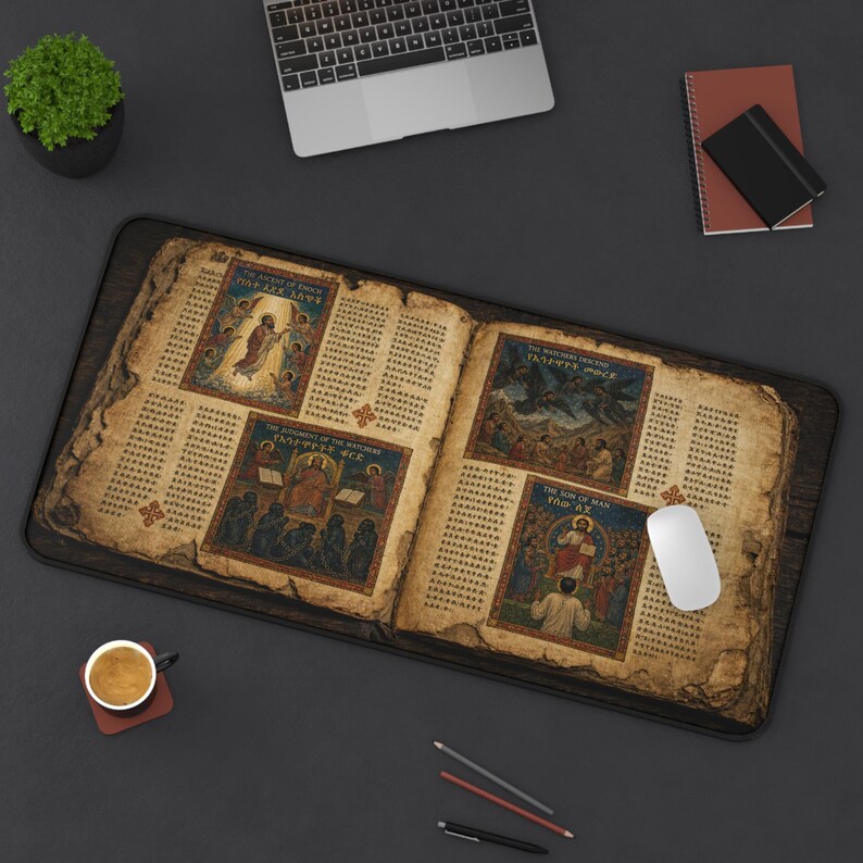 Ancient Ethiopian Papyrus of the Book of Enoch Desk Mat | Ancient Biblical Manuscript Design | Christian Study Desk Pad image 11