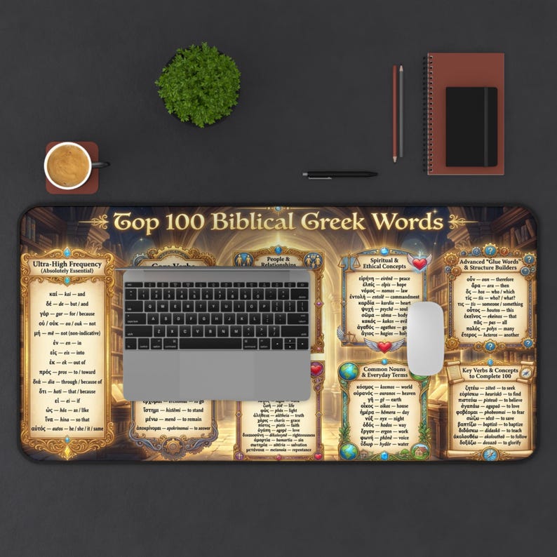Desk Mat | Top 100 Biblical Greek Words | Bible Study Resource Tool ...