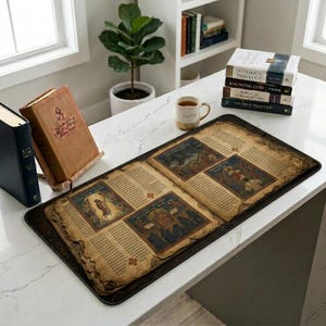 Ancient Ethiopian Papyrus of the Book of Enoch Desk Mat | Ancient Biblical Manuscript Design | Christian Study Desk Pad image 4