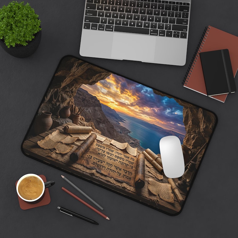 Desk Mat | Dead Sea Scrolls Overlooking Sea | Bible Study Resource Tool ...