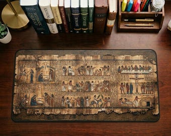 Ancient Egyptian Papyrus of the Life and Death of Jesus Desk Mat | Ancient Biblical Manuscript Design | Christian Study Desk Pad