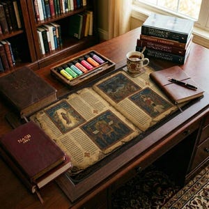 Ancient Ethiopian Papyrus of the Book of Enoch Desk Mat | Ancient Biblical Manuscript Design | Christian Study Desk Pad image 12