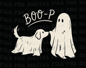 Boo-p Ghost Dog Png, Funny Halloween Dog Mom Png, Funny Halloween Png