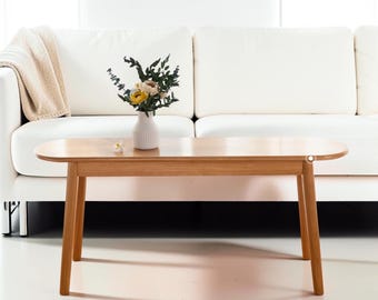 Solid Oak Mid-Century Modern Entryway Bench, Walnut Dining End Table