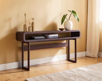 63-Inch Long Console Table, 31.5" Tall Modern Entryway Table with Open Storage Shelf