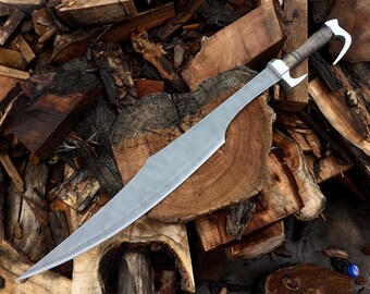Handmade Spartan Kopis Sword | Steel Greek Falcata Blade, Wooden Hilt, Battle Ready