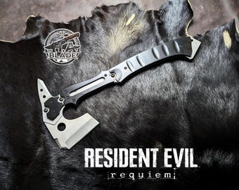 Resident Evil Requiem Upgraded Axe of Leon Kennedy / Leather Sheath | RE9 Full Tang Hatchet