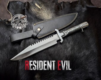 Handmade D2 Steel Resident Evil Knife: Chris Redfield Survival Replica