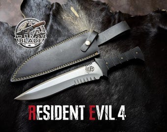 Handmade D2 Steel RE4 Replica Knife: Leon Kennedy Game Knife with Sheath