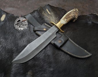 Inglourious Basterds Aldo Raine Bowie Knife Replica – D2 Steel Stag Antler Handle Prop